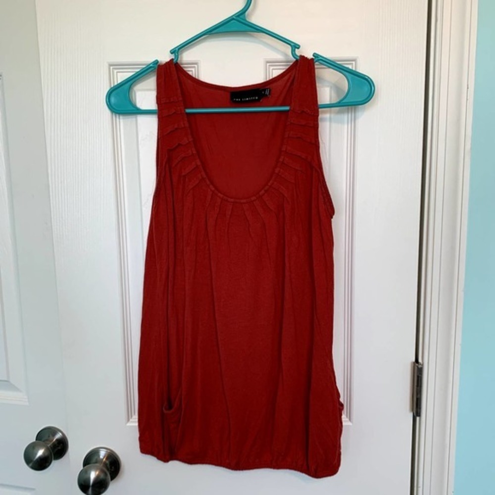 The Limited Women's Size Small‎ Red Scoop Pleated Neck Tank